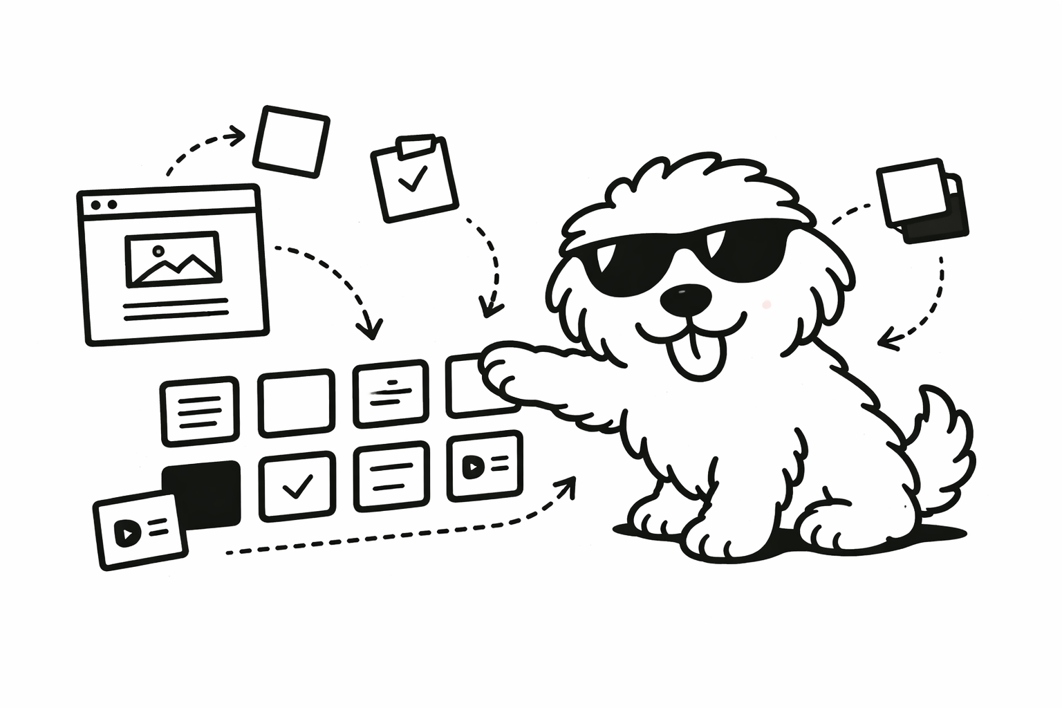 アイデアや情報を整理するMaruのイラスト