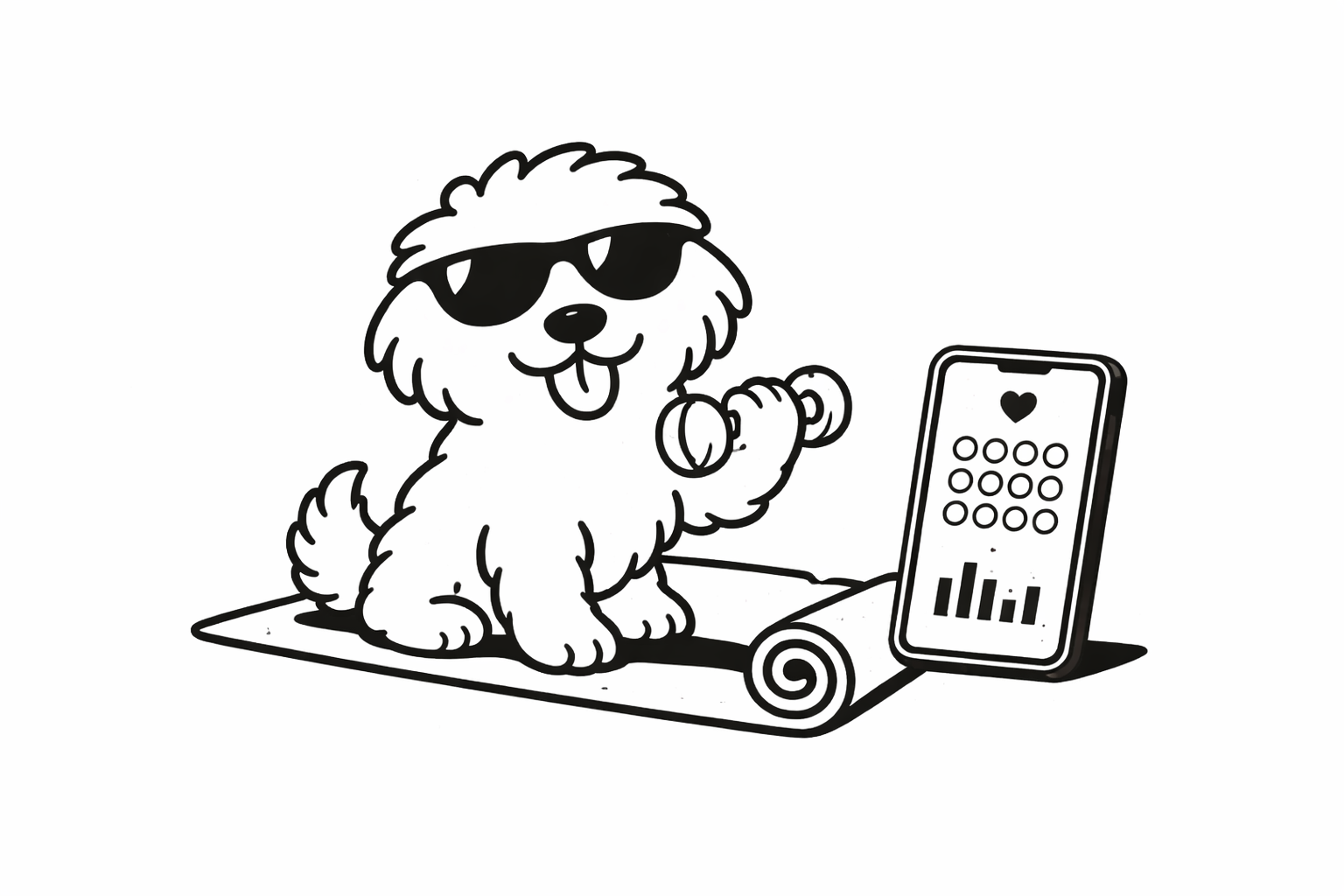 運動しながら記録アプリを使うMaruのイラスト