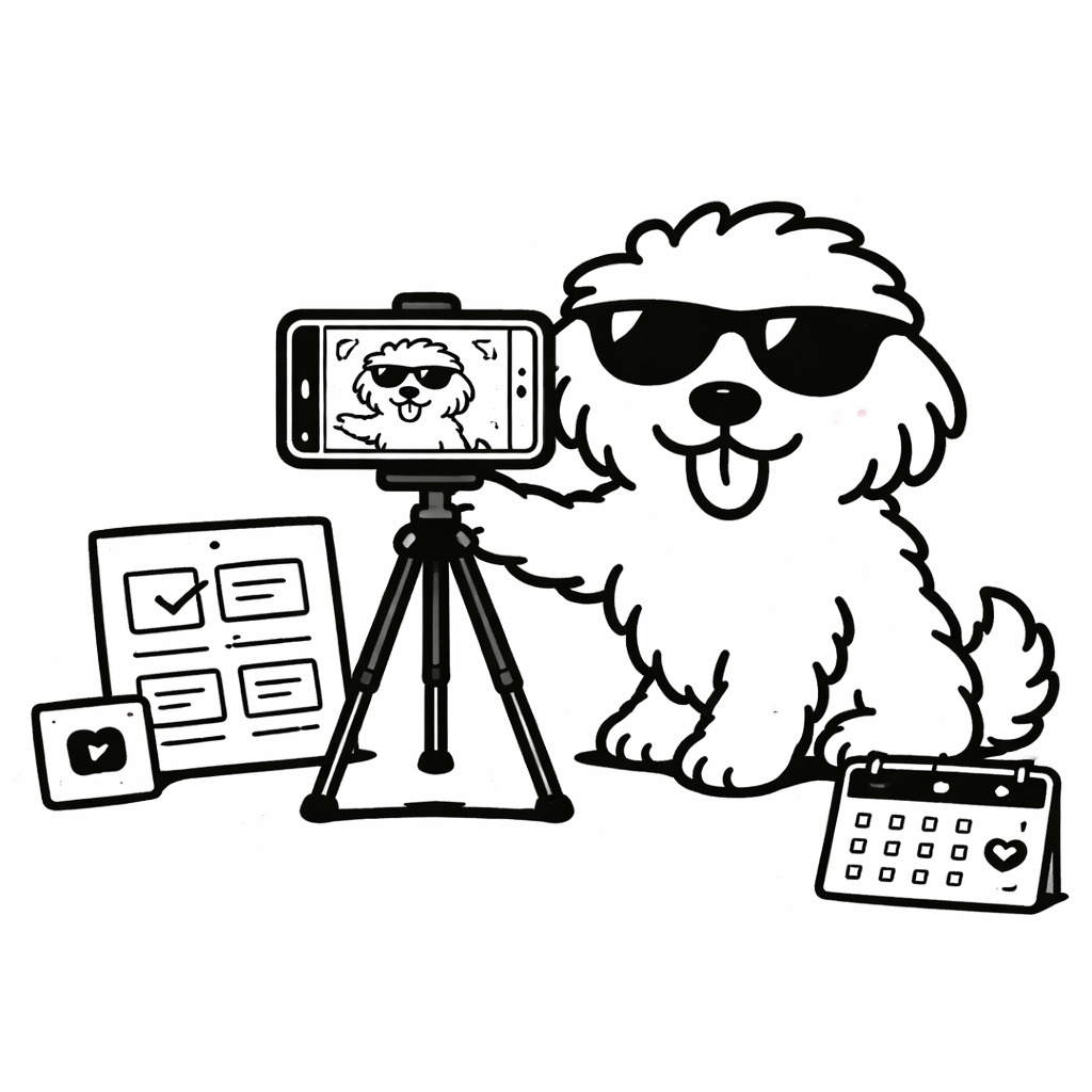 スマホで撮影しながら発信を仕組み化するMaruのイラスト