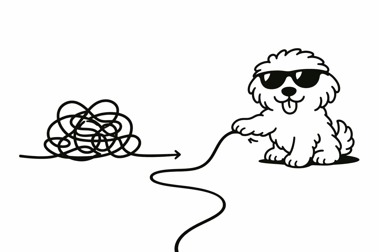 絡まった線を整理し直すMaruのイラスト