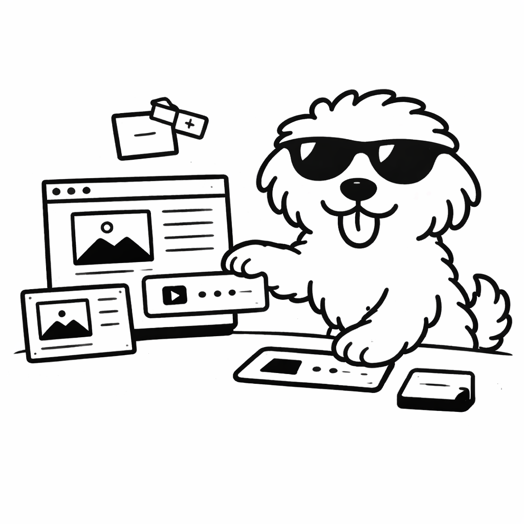 UIパーツを組み立てて試作するMaruのイラスト